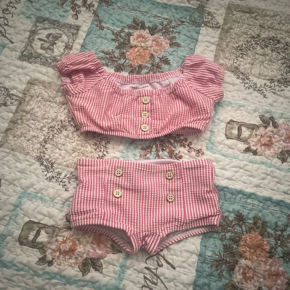 Janie and Jack Seersucker Striped Two Piece Swimsuit